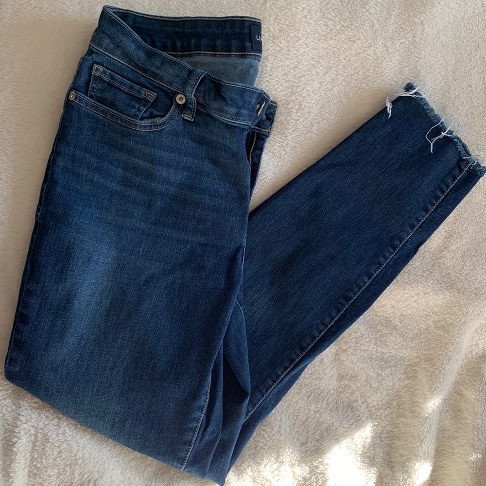 Lucky Brand Lolita Super Skinny Dark Wash Raw Hem Denim Cropped Jeans